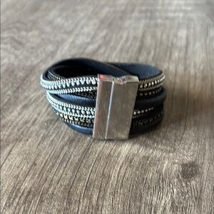 Black and Silver Wrap Magnetic Clasp Bracelet
